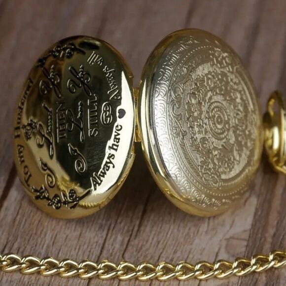Gold Husband Pocket Watch Gift Love Quote Anniversary Birthday Christmas - NEW!